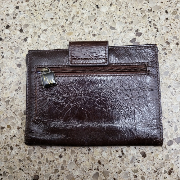 HELEN WELSH BROWN PATENT GENUINE LEATHER ZIP TOP PURSE NWOT & MATCHING WALLET - Picture 5 of 16